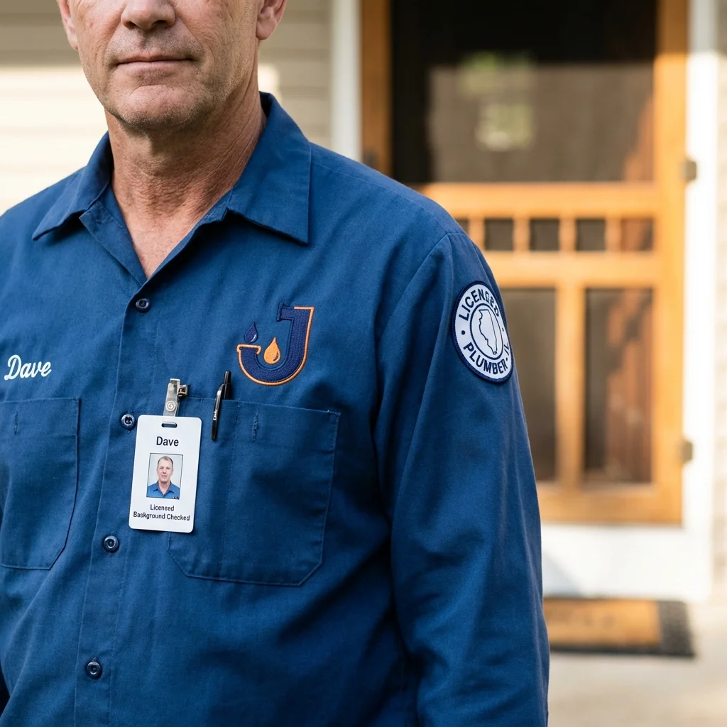 Licensed plumber showing ID badge in Saint Johnsville, NY