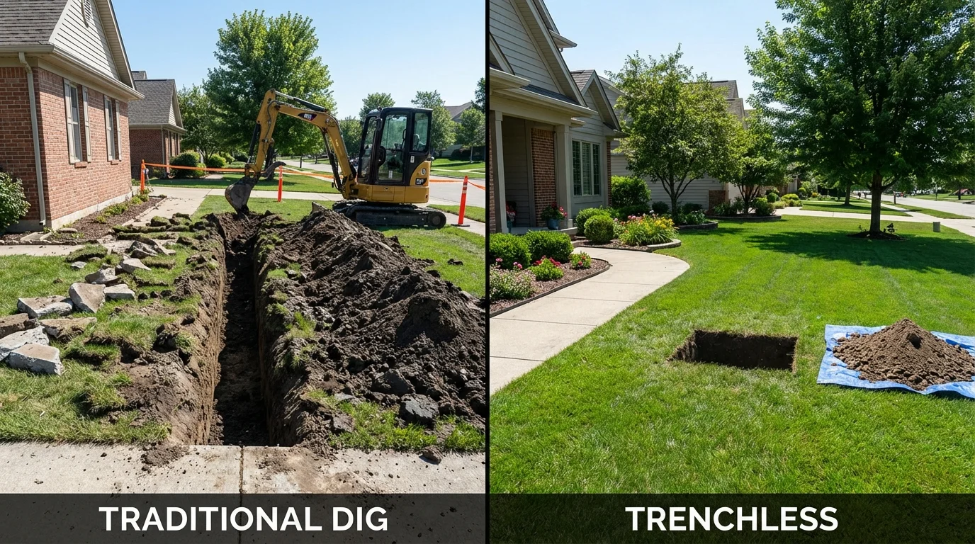 Trenchless sewer repair with minimal yard damage versus traditional excavation in Saint Johnsville, NY